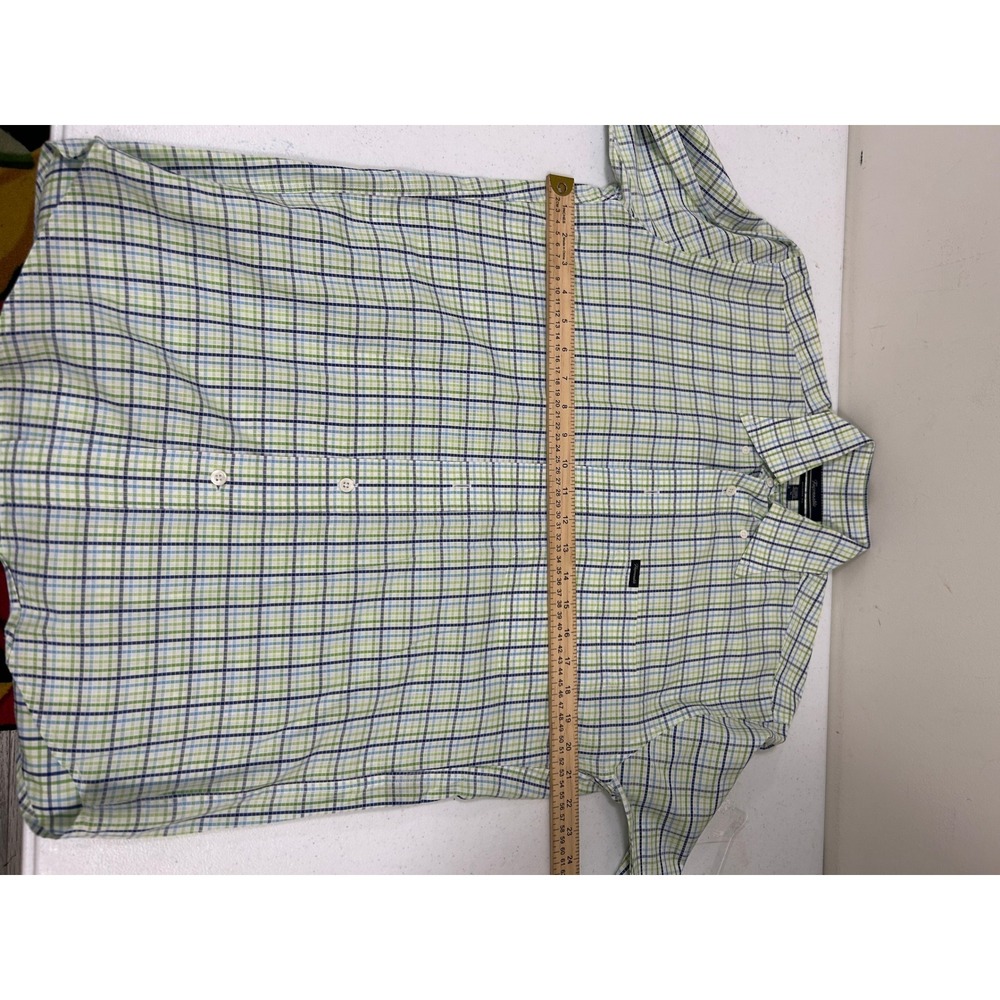 Faconnable Mens Relaxed Fit Plaid Button Down Shirt Green‎ Blue White Small - Picture 5 of 6